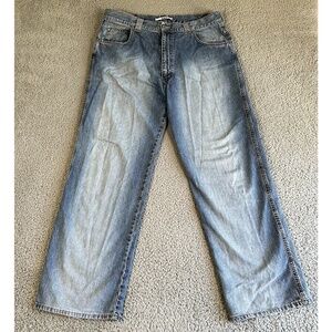 Mavi Jeans Men's 36x32 Blue‎ Wide Leg Medium Wash Distressed (35x32 Actual)